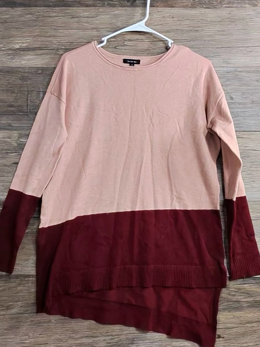 Verve Ami Two-Tone Blush and Burgundy Women’s Sweater